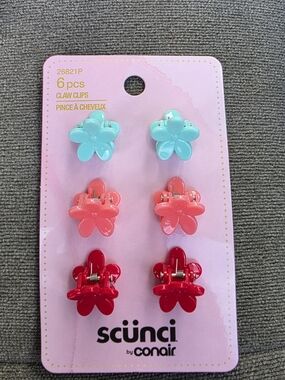 6pk Scünci Floral Mini Claw Clips BNIB